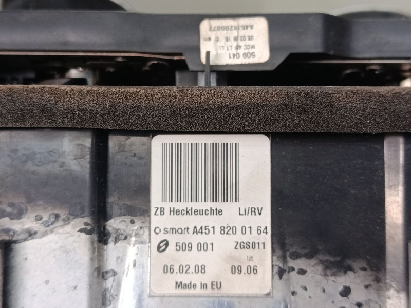 Recambio de piloto trasero izquierdo para smart fortwo coupé (451) 1.0 (451.331, 451.380) referencia OEM IAM A4518200164  
