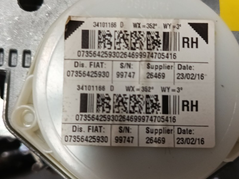 Recambio de cinturon seguridad delantero derecho para fiat 500 (312_) 1.2 (312axa1a) referencia OEM IAM 07356425930  
