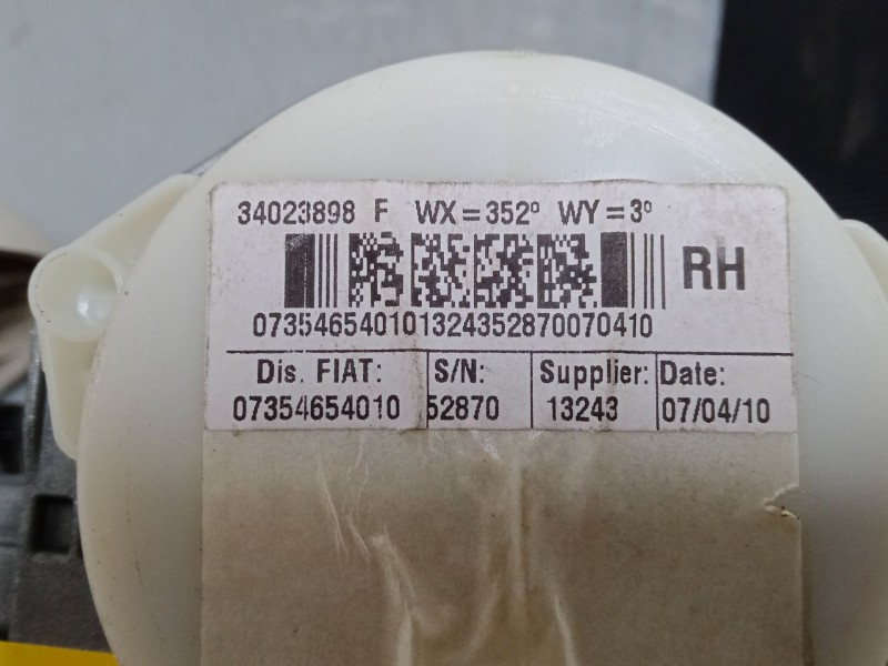 Recambio de cinturon seguridad delantero derecho para fiat 500 c (312_) 1.4 (312cxc1b, 312axc1b) referencia OEM IAM 07354654010 
