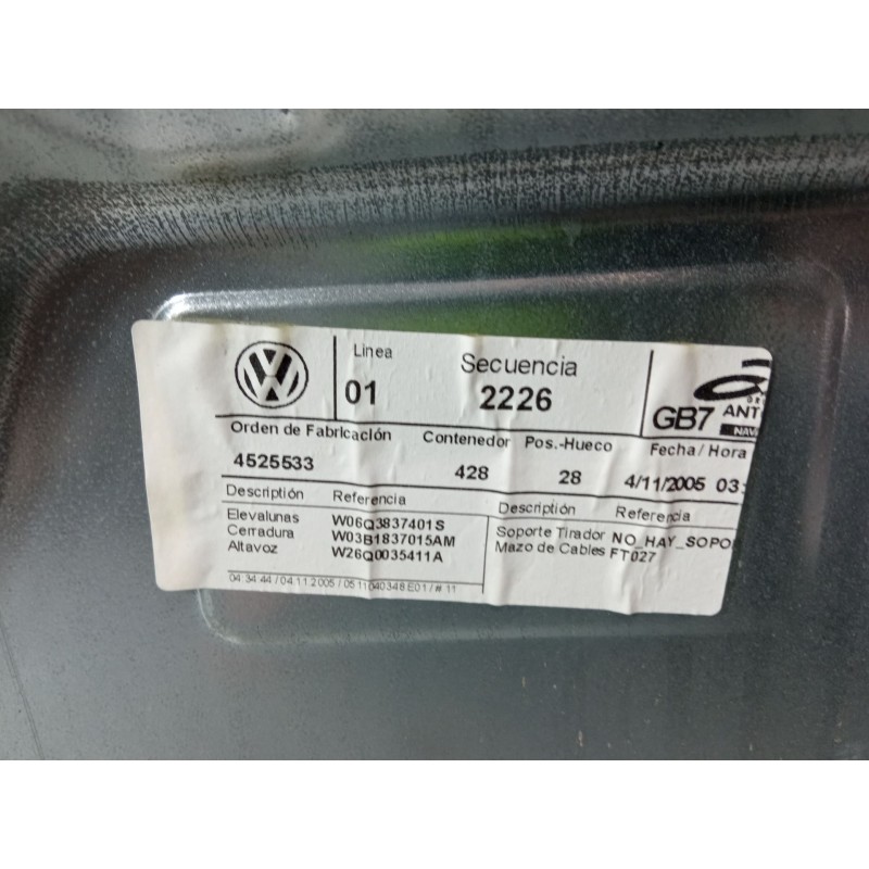Recambio de elevalunas electrico delantero izquierdo para volkswagen polo iv (9n_, 9a_) 1.4 tdi referencia OEM IAM 06Q3837401S 6