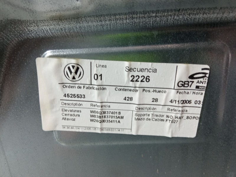 Recambio de elevalunas electrico delantero izquierdo para volkswagen polo iv (9n_, 9a_) 1.4 tdi referencia OEM IAM 06Q3837401S 6