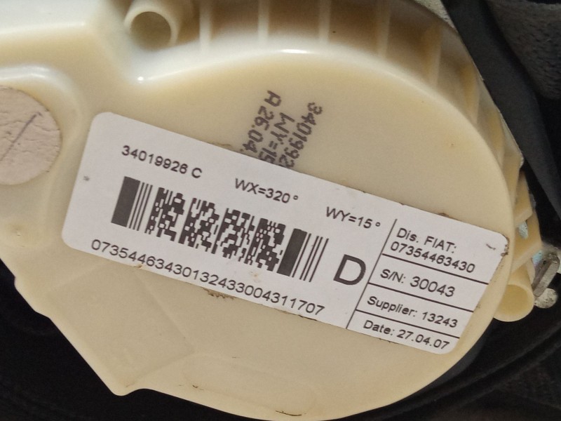 Recambio de cinturon seguridad trasero derecho para fiat bravo ii (198_) 1.9 d multijet (198axb1a) referencia OEM IAM 34019926C 