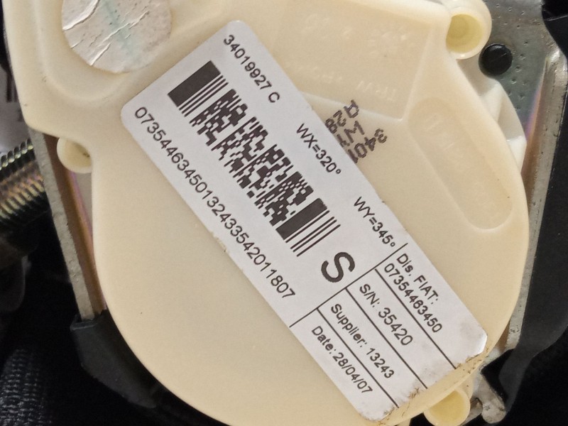 Recambio de cinturon seguridad trasero izquierdo para fiat bravo ii (198_) 1.9 d multijet (198axb1a) referencia OEM IAM 34019927