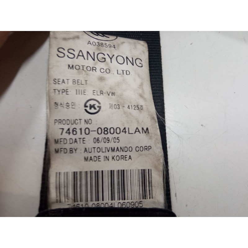 Recambio de cinturon seguridad delantero izquierdo para ssangyong rexton / rexton ii (gab_) 2.7 xdi referencia OEM IAM 511566900