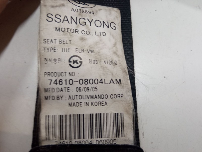 Recambio de cinturon seguridad delantero izquierdo para ssangyong rexton / rexton ii (gab_) 2.7 xdi referencia OEM IAM 511566900