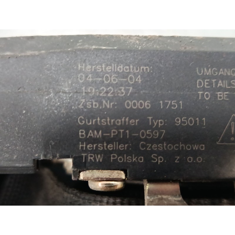 Recambio de cinturon seguridad delantero izquierdo para smart fortwo coupé (450) 0.7 (450.352, 450.332) referencia OEM IAM   