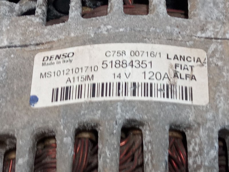 Recambio de alternador para jeep renegade suv (bu, b1, bv) 1.6 crd referencia OEM IAM 51884351  