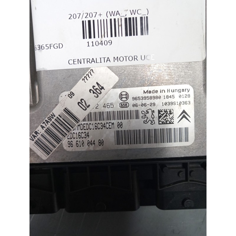 Recambio de centralita motor uce para peugeot 207/207+ (wa_, wc_) 1.6 hdi referencia OEM IAM 9661004480 0281012465 9653958980