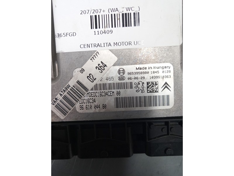 Recambio de centralita motor uce para peugeot 207/207+ (wa_, wc_) 1.6 hdi referencia OEM IAM 9661004480 0281012465 9653958980