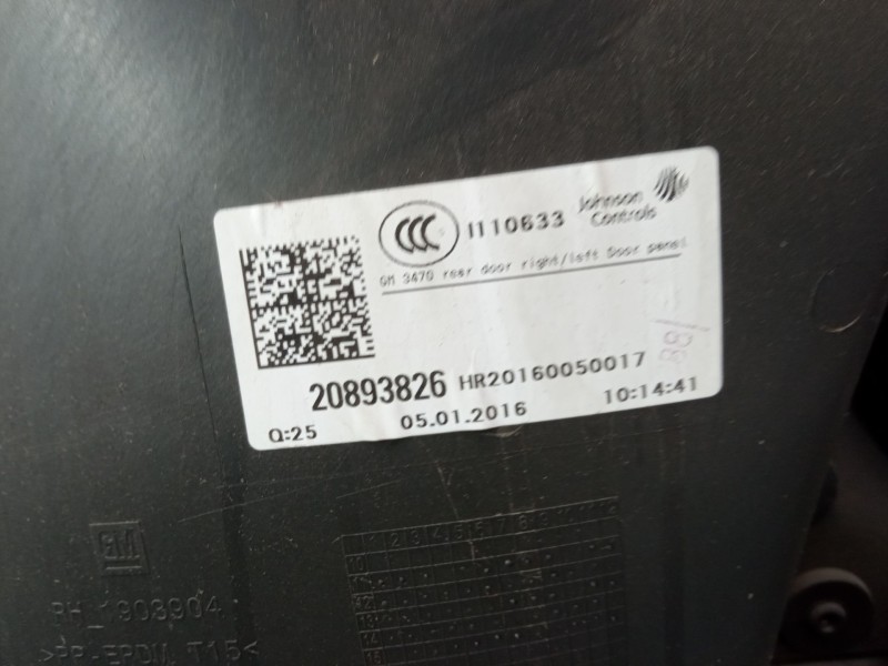 Recambio de guarnecido puerta trasera derecha para opel zafira tourer c (p12) 1.6 cdti (75) referencia OEM IAM 20893826  