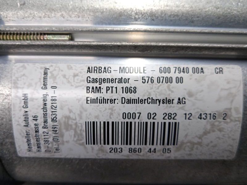 Recambio de airbag salpicadero para mercedes-benz clase c (w203) c 200 kompressor (203.042) referencia OEM IAM 600794000A 576070