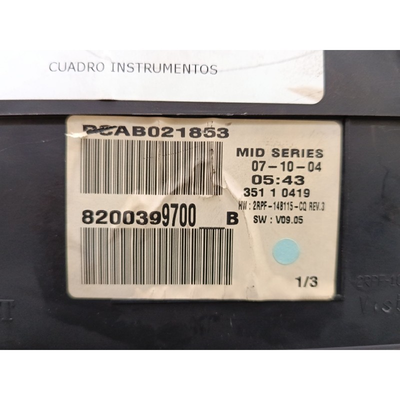 Recambio de cuadro instrumentos para renault megane ii (bm0/1_, cm0/1_) 1.5 dci (bm0f, bm0t, bm2b, cm0f, cm0t) referencia OEM IA