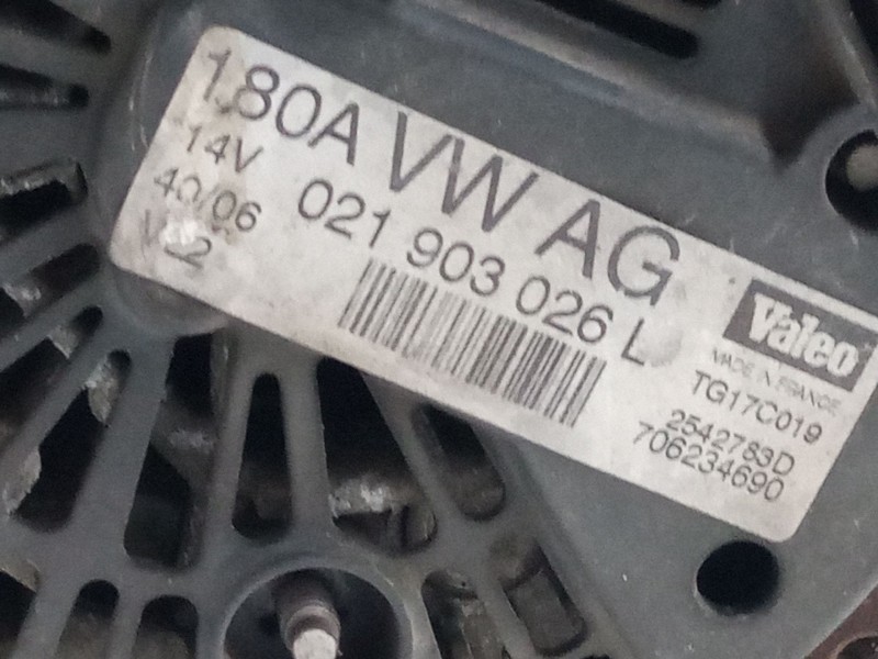 Recambio de alternador para volkswagen passat b6 (3c2) 2.0 tdi referencia OEM IAM 021903026L 706234690 TG17C019