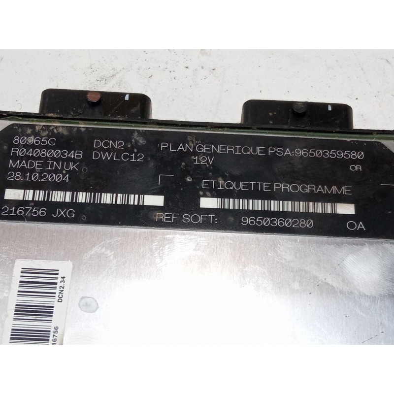 Recambio de centralita motor uce para peugeot partner monospace (5_, g_) 1.9 d referencia OEM IAM 9650359580  