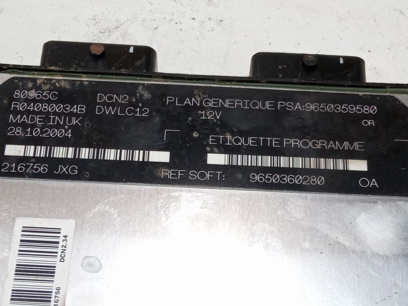 Recambio de centralita motor uce para peugeot partner monospace (5_, g_) 1.9 d referencia OEM IAM 9650359580  