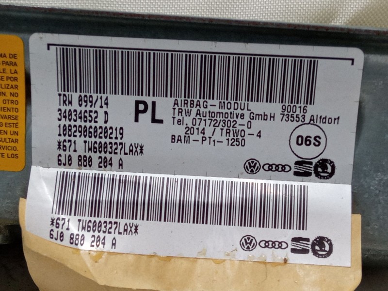 Recambio de airbag salpicadero para seat ibiza iv (6j5, 6p1) 1.2 tsi referencia OEM IAM   