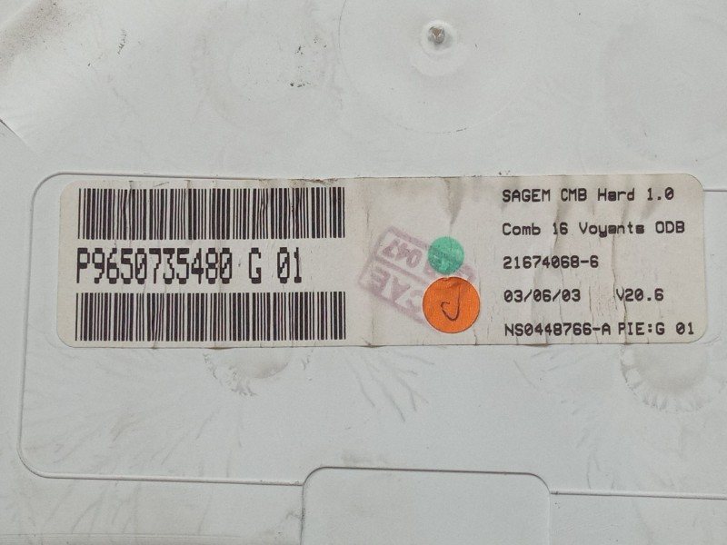 Recambio de cuadro instrumentos para citroën c3 pluriel (hb_) 1.4 referencia OEM IAM 9650735480  