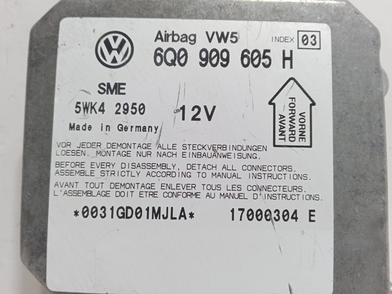 Recambio de centralita airbag para skoda fabia i (6y2) 1.9 sdi referencia OEM IAM 6Q0909605H  