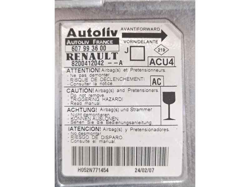 Recambio de centralita airbag para renault scénic ii (jm0/1_) 1.6 16v (jm1r) referencia OEM IAM 8200412042 607993600 