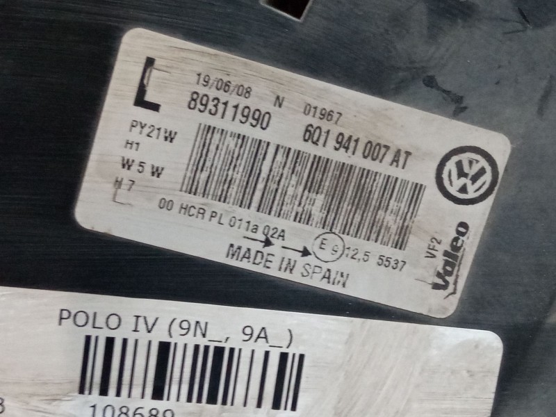 Recambio de faro izquierdo para volkswagen polo iv (9n_, 9a_) 1.4 tdi referencia OEM IAM   
