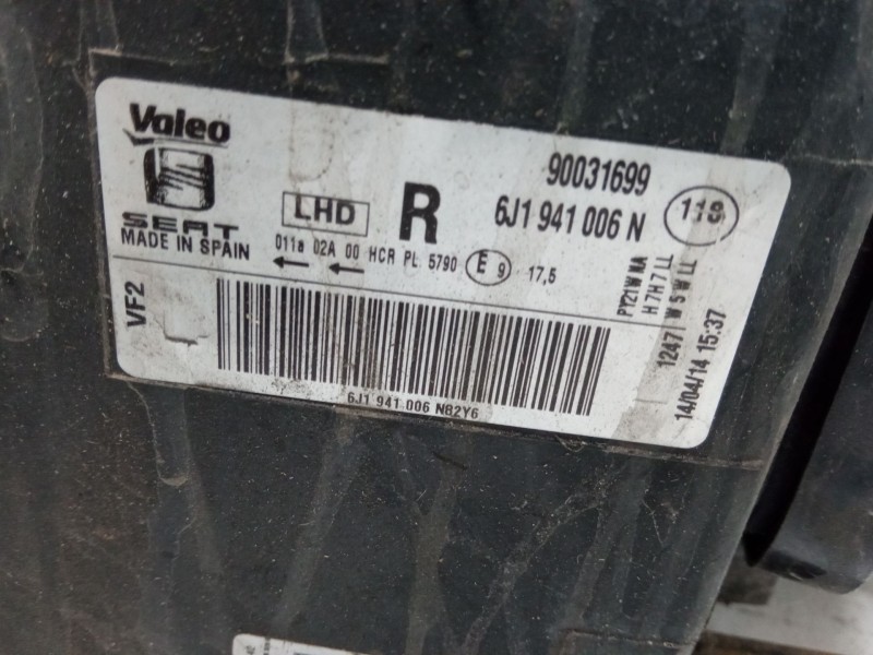 Recambio de faro derecho para seat ibiza iv (6j5, 6p1) 1.2 tsi referencia OEM IAM 6J1941006N  