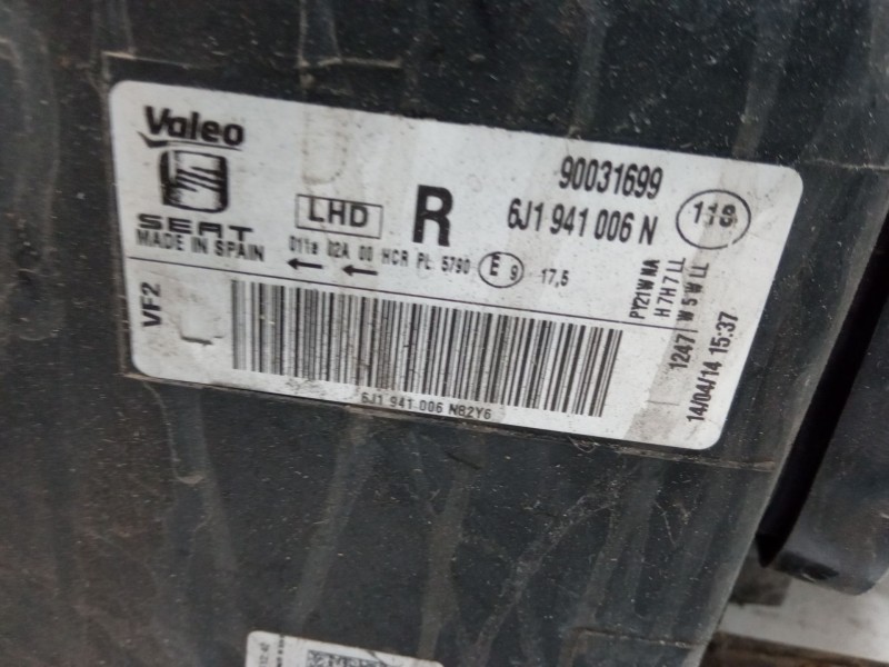 Recambio de faro derecho para seat ibiza iv (6j5, 6p1) 1.2 tsi referencia OEM IAM 6J1941006N  