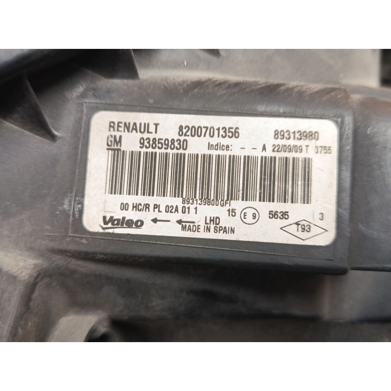 Recambio de faro derecho para opel vivaro a autobús (x83) 2.5 cdti (f7, j7, a07) referencia OEM IAM 93859830 8200701356 