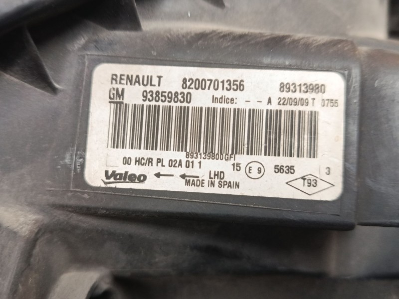 Recambio de faro derecho para opel vivaro a autobús (x83) 2.5 cdti (f7, j7, a07) referencia OEM IAM 93859830 8200701356 