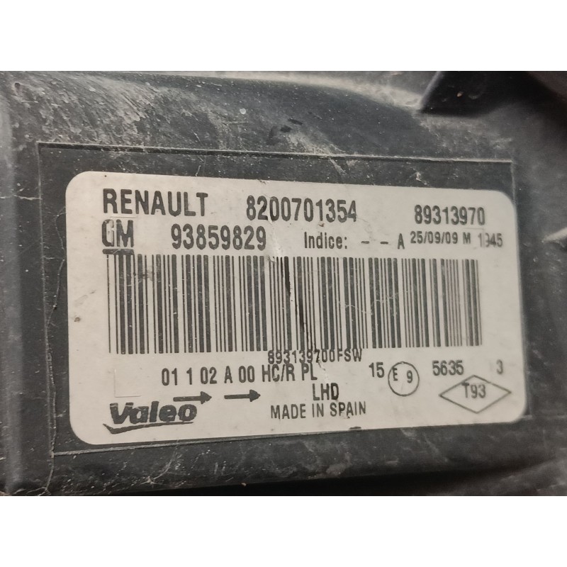Recambio de faro izquierdo para opel vivaro a autobús (x83) 2.5 cdti (f7, j7, a07) referencia OEM IAM 93859829 8200701354 