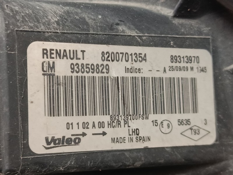 Recambio de faro izquierdo para opel vivaro a autobús (x83) 2.5 cdti (f7, j7, a07) referencia OEM IAM 93859829 8200701354 