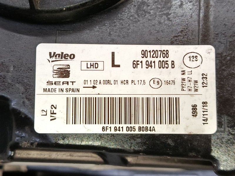 Recambio de faro izquierdo para seat ibiza v (kj1, kjg) 1.0 mpi referencia OEM IAM 6F1941005B  