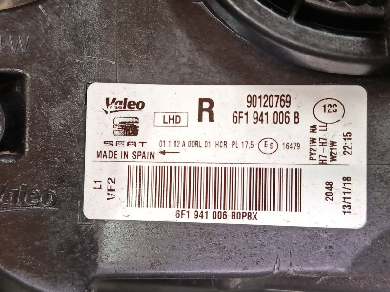 Recambio de faro derecho para seat ibiza v (kj1, kjg) 1.0 mpi referencia OEM IAM 6F1941006B 90120769 