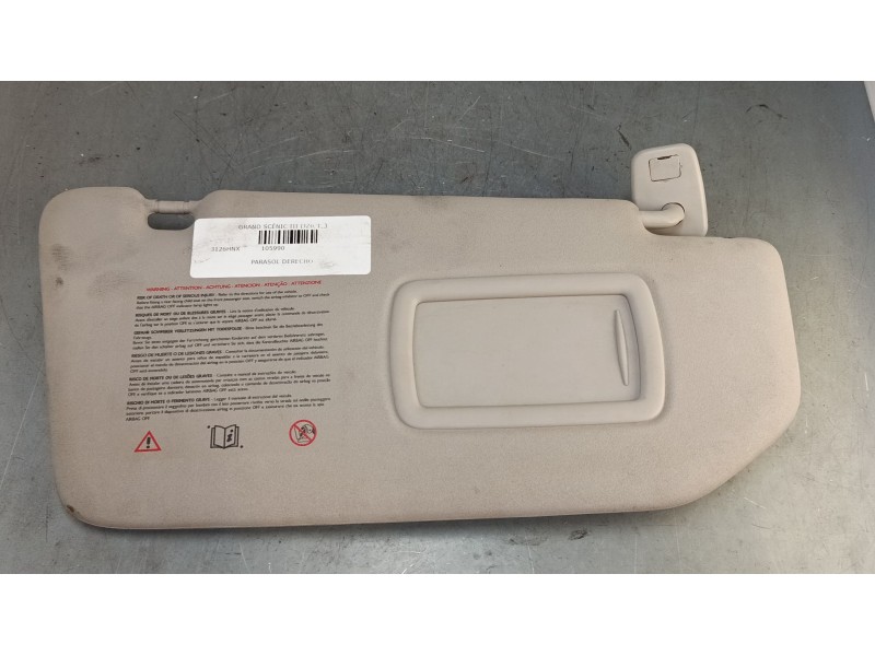 Recambio de parasol derecho para renault grand scénic iii (jz0/1_) 2.0 dci (jz0y) referencia OEM IAM   