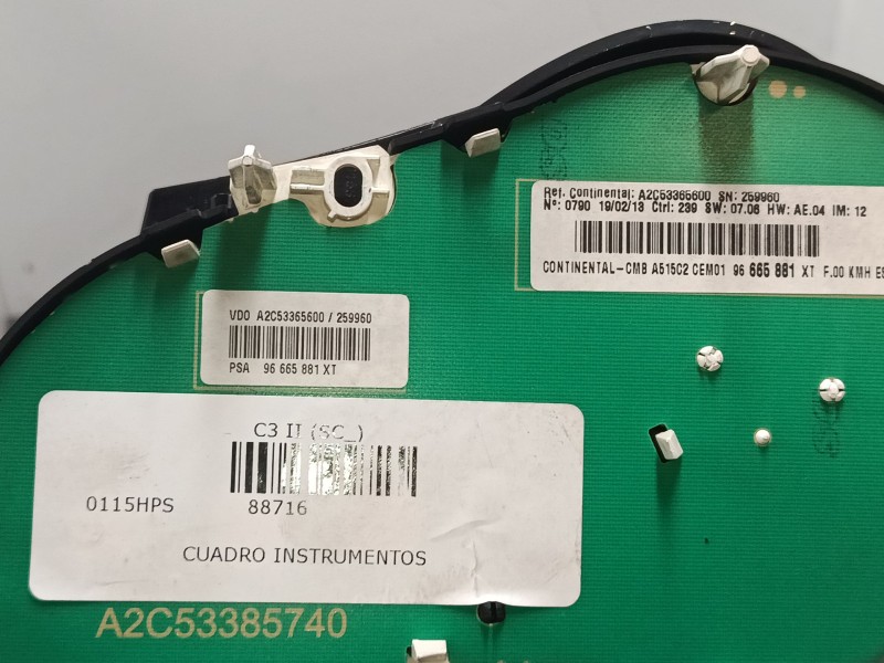 Recambio de cuadro instrumentos para citroën c3 ii (sc_) 1.2 vti 82 referencia OEM IAM 96665881XT  