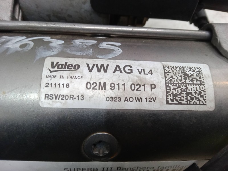Recambio de motor arranque para skoda superb iii station wagon (3v5) 2.0 tdi referencia OEM IAM 02M911021P  RSW20R13