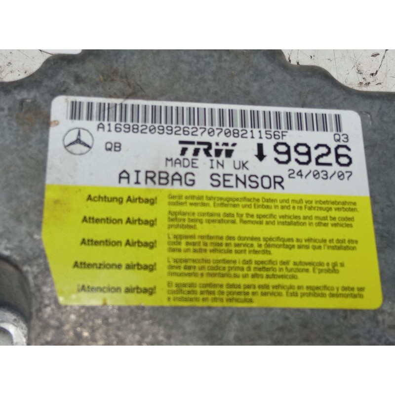 Recambio de centralita airbag para mercedes-benz clase a (w169) a 180 cdi (169.007, 169.307) referencia OEM IAM A169820992627070