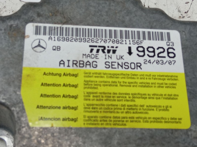 Recambio de centralita airbag para mercedes-benz clase a (w169) a 180 cdi (169.007, 169.307) referencia OEM IAM A169820992627070