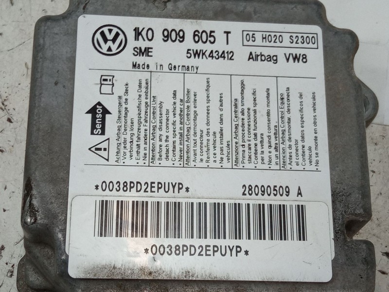 Recambio de centralita airbag para seat altea xl (5p5, 5p8) 2.0 tdi 16v referencia OEM IAM 1K0909605T  