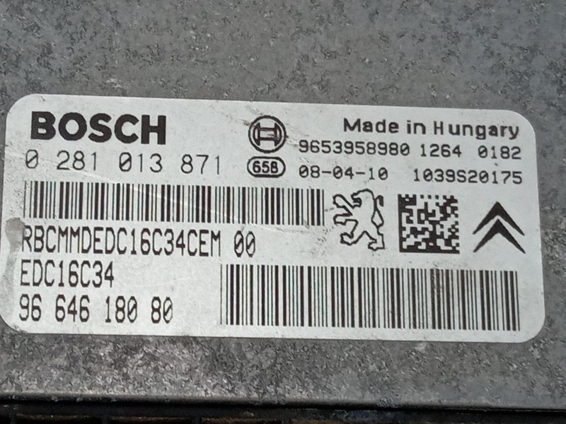 Recambio de centralita motor uce para peugeot partner furgoneta/monovolumen 1.6 hdi 16v referencia OEM IAM 0281013871 9653958980