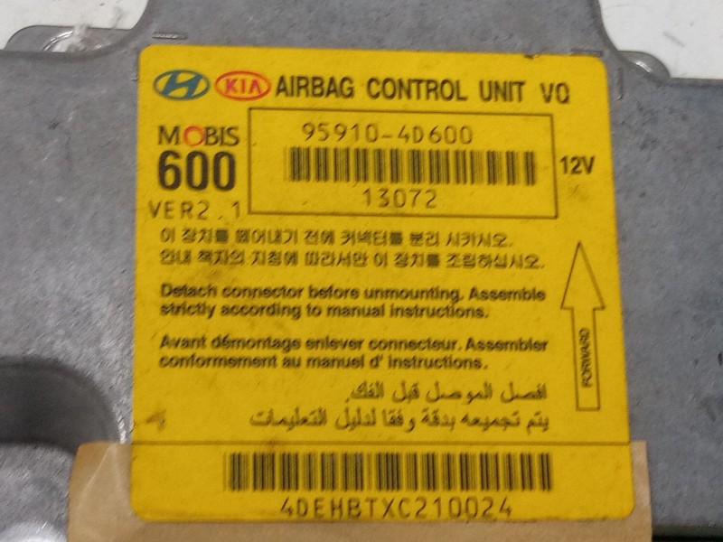 Recambio de centralita airbag para kia carnival / grand carnival iii (vq) 2.9 crdi referencia OEM IAM 959104D600  