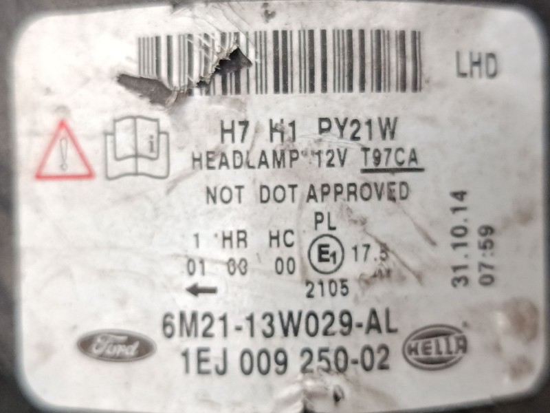 Recambio de faro derecho para ford s-max (wa6) 2.0 tdci referencia OEM IAM 6M2113W029AL 1EJ00925002 