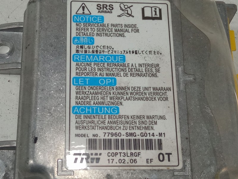 Recambio de centralita airbag para honda civic viii hatchback (fn, fk) 2.2 ctdi (fk3) referencia OEM IAM 77960SMGG014M1  