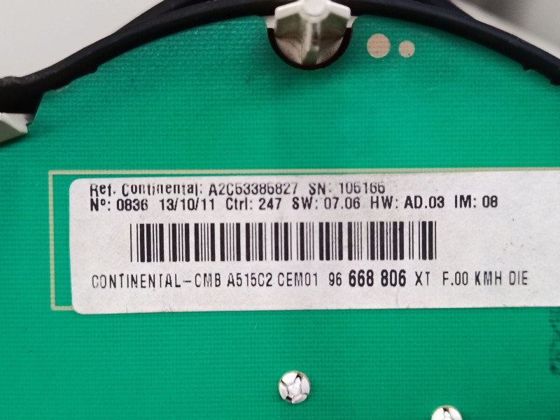 Recambio de cuadro instrumentos para citroën c3 ii (sc_) 1.4 hdi 70 (sc8hzc, sc8hr0, sc8hp4) referencia OEM IAM 96668806XT  