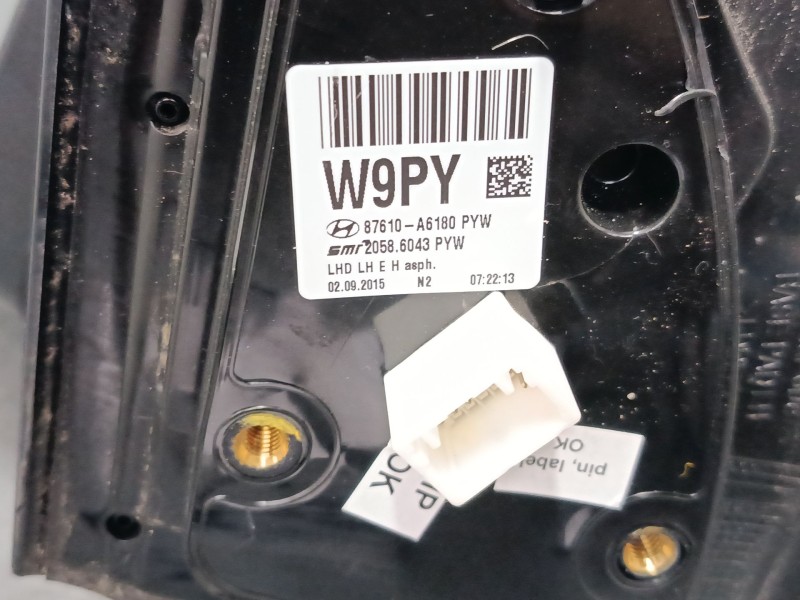 Recambio de retrovisor electrico izquierdo para hyundai i30 (gd) 1.4 crdi referencia OEM IAM 87610A6180PYW  