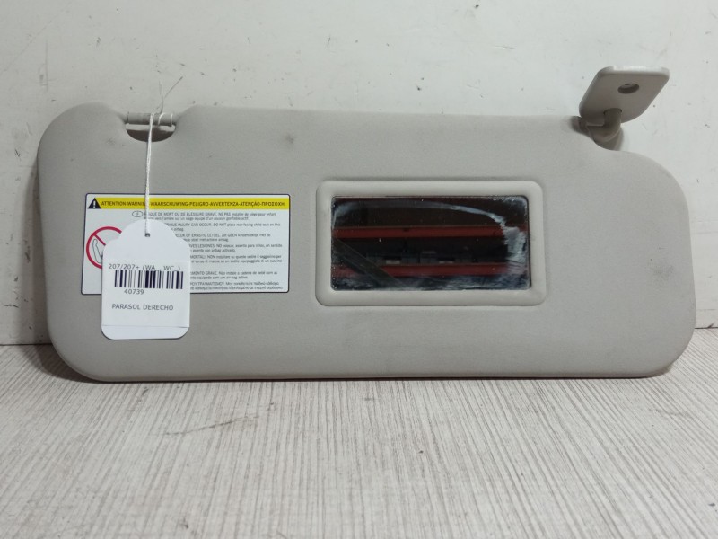 Recambio de parasol derecho para peugeot 207/207+ (wa_, wc_) 1.4 16v referencia OEM IAM   