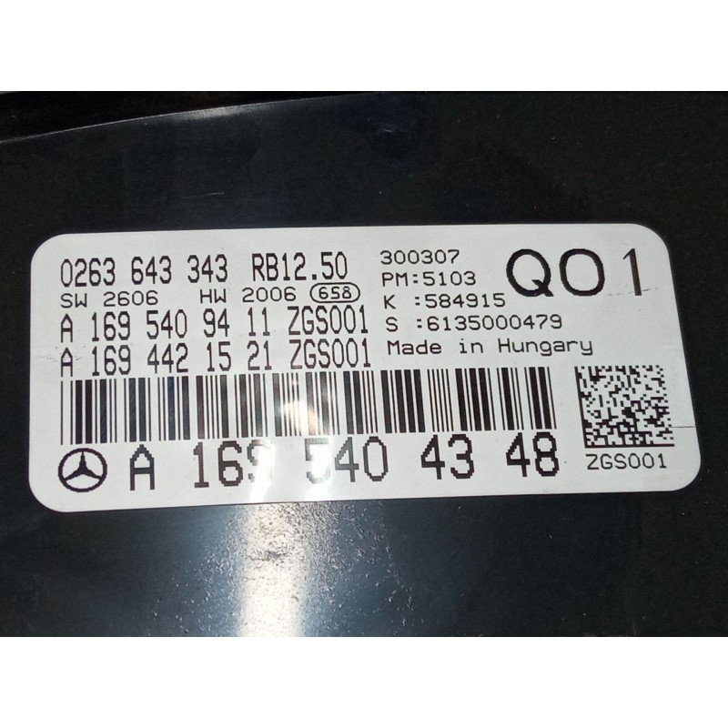 Recambio de cuadro instrumentos para mercedes-benz clase a (w169) a 180 cdi (169.007, 169.307) referencia OEM IAM A1695404348  