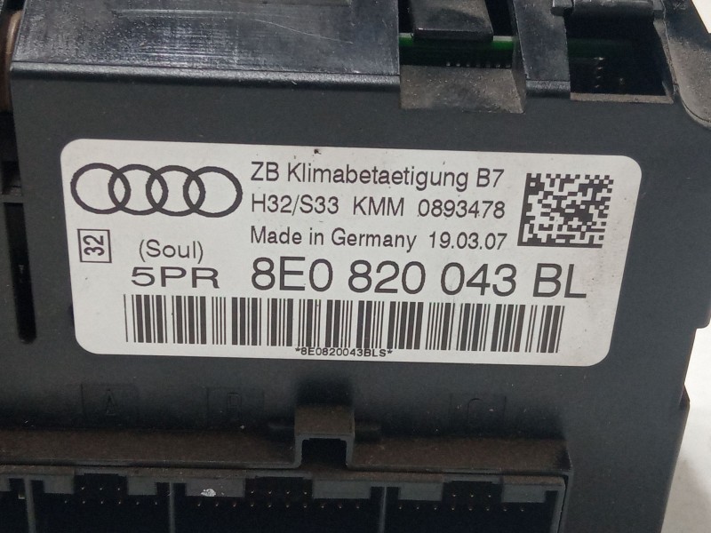 Recambio de mando climatizador para audi a4 b7 (8ec) 2.0 tdi 16v referencia OEM IAM 8E0820043BL  