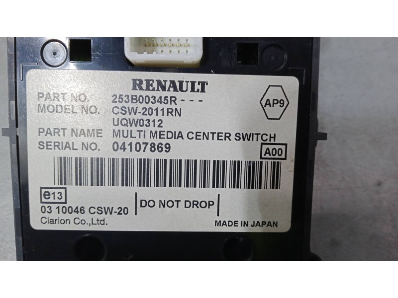 Recambio de mando navegador para renault laguna iii grandtour (kt0/1) 1.5 dci (kt0a, kt0r, kt02) referencia OEM IAM 253B00345R  