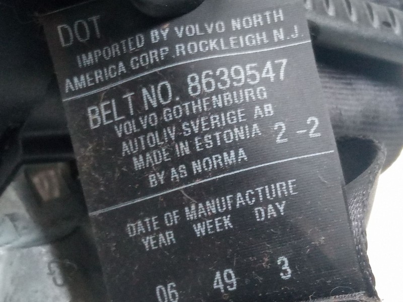 Recambio de cinturon seguridad trasero izquierdo para volvo s40 ii (544) 1.8 referencia OEM IAM   
