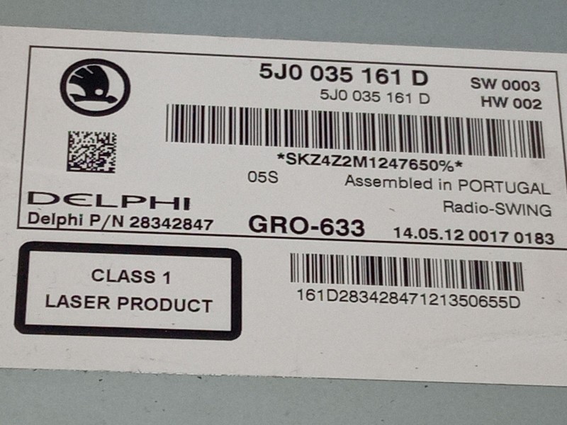 Recambio de radio para skoda fabia ii (542) 1.2 12v referencia OEM IAM   